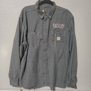 Carhartt FR Mens CAT 2 Gray Button-Up Work Shirt 2XL Dixon Directional Branding